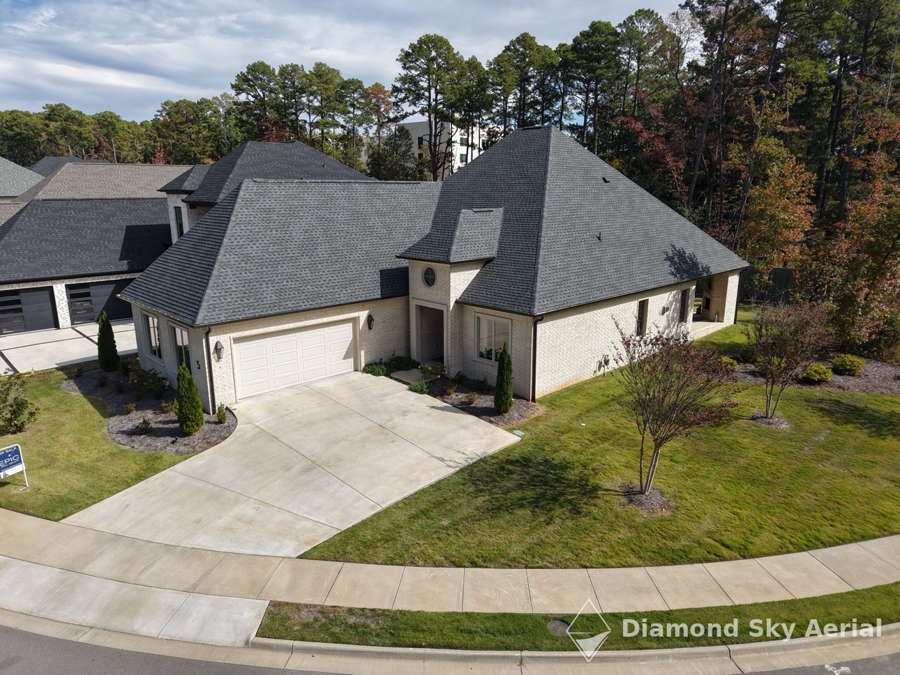 Aerial front view of a home
